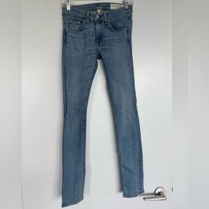 Rag & Bone 13” Waist Skinny Jeans, Light Blue, Size 27.